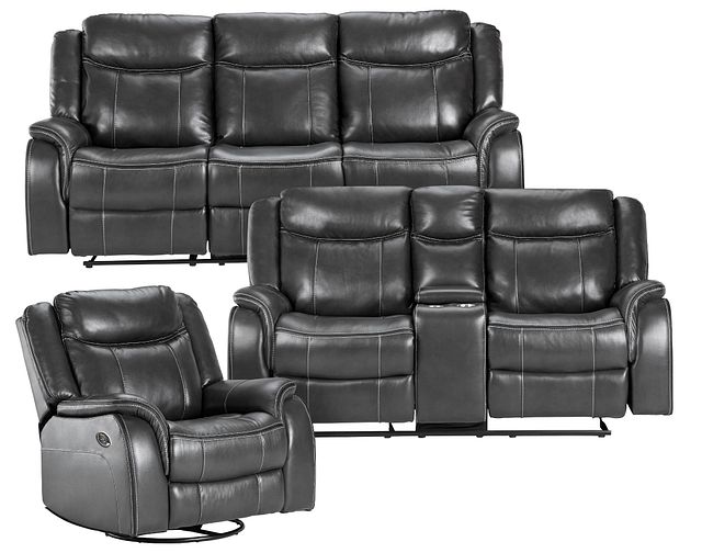 Lowe Dark Gray Micro Power Reclining Living Room