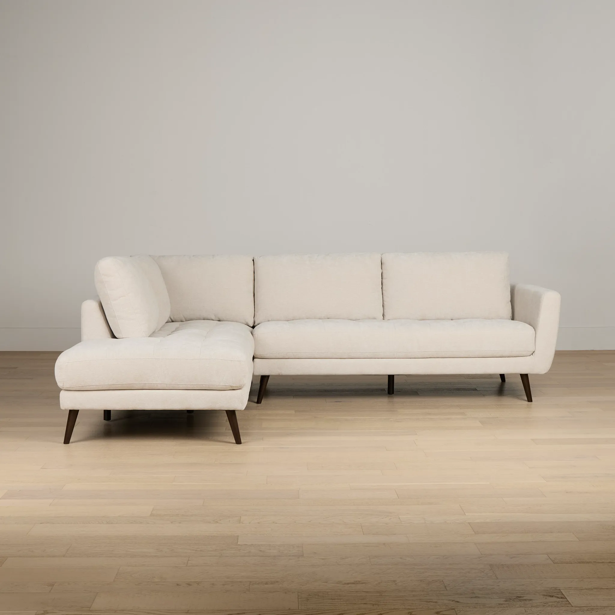 Indie Beige Fabric Small Left Bumper Sectional