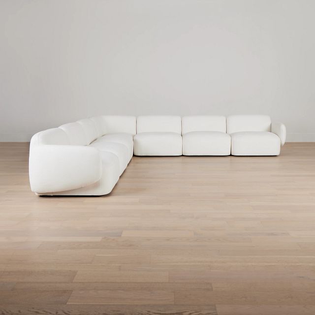 Halsey White Fabric Large Two-arm Sectional