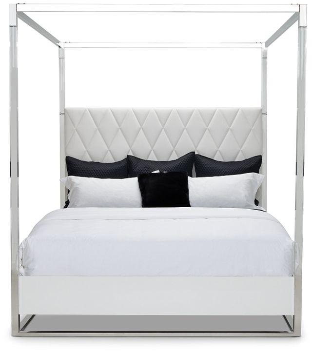 Miami White Uph Canopy Bed Bedroom, Rayleigh Acrylic King Canopy Bed