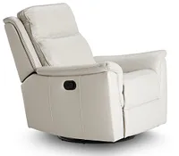 Aiden Light Gray Leather Swivel Glider Recliner