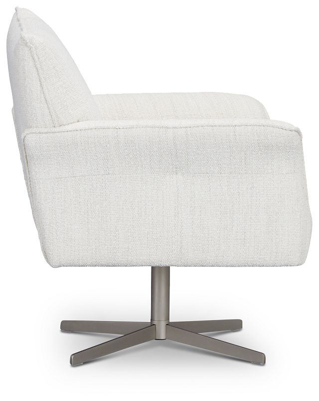 Imani White Fabric Swivel Accent Chair