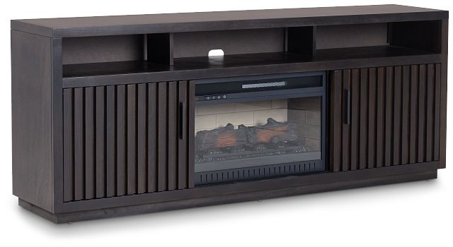 Ithaca Dark Tone 74" Tv Stand With Fireplace Insert