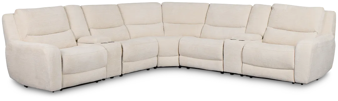 Bennett Light Beige Fabric Large Dual Power Reclining Two-arm Sectional