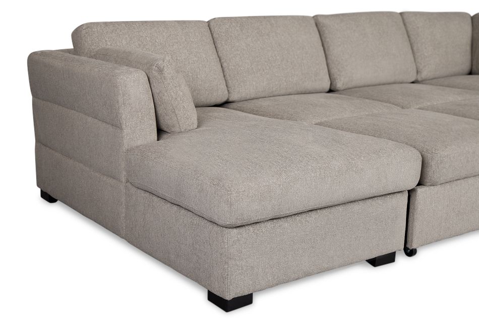Amber Light Gray Fabric Large Left Chaise Sleeper Sectional
