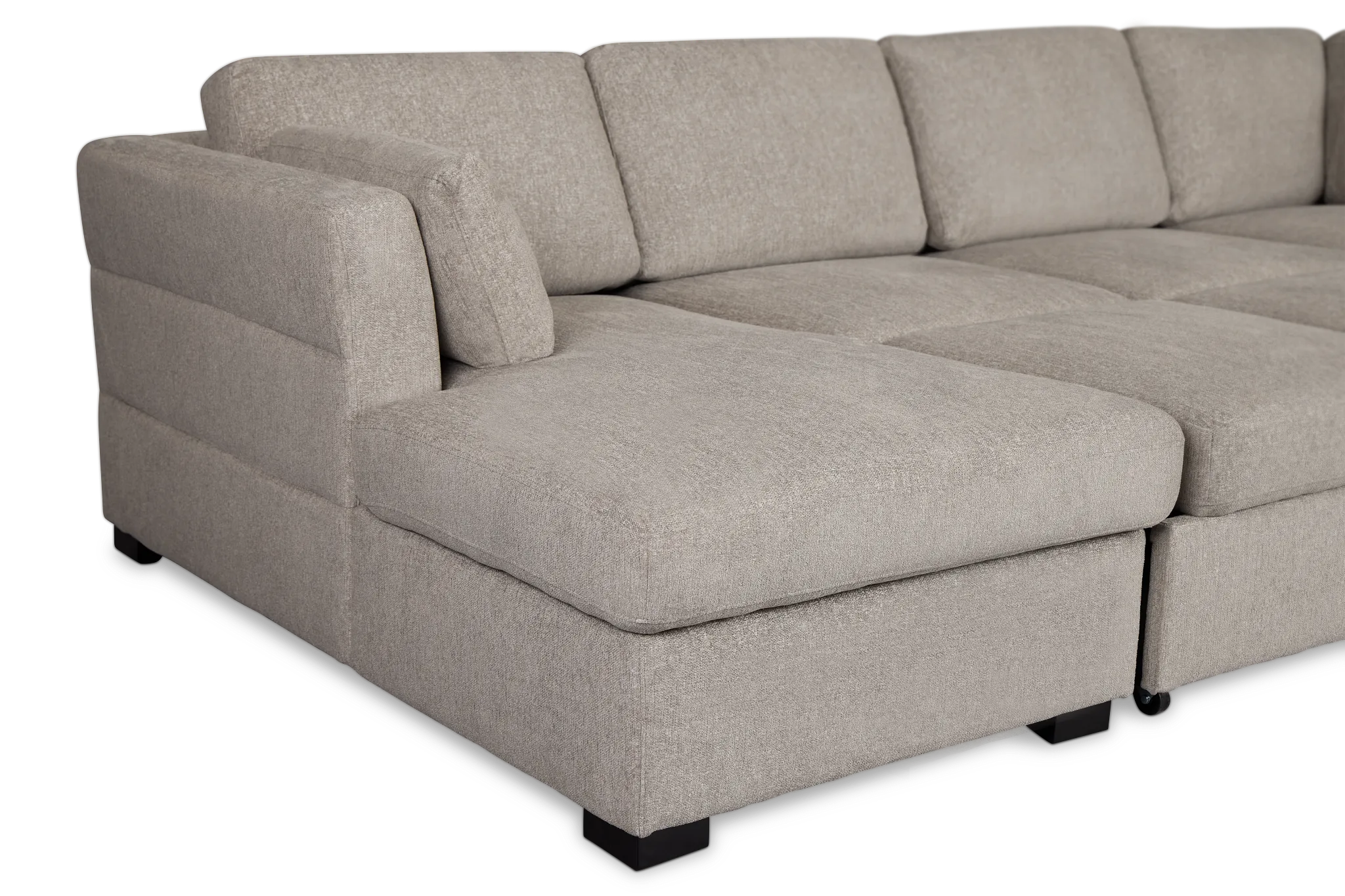 Amber Light Gray Fabric Large Left Chaise Storage Sleeper Sectional