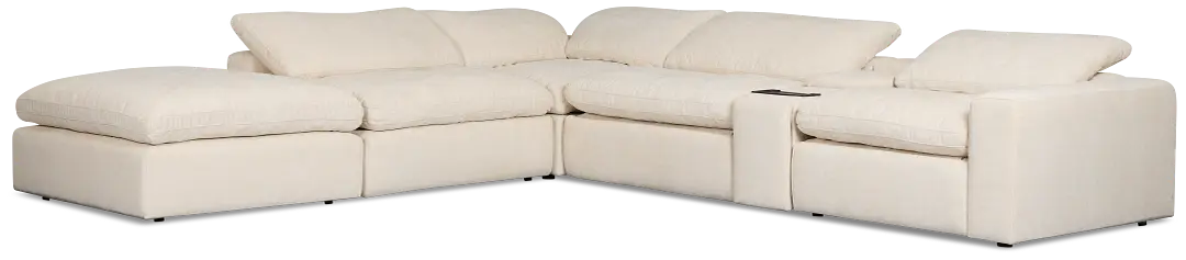 Drift Light Beige Fabric Large Dual Power Left Bumper Sectional Drift Light Beige Fabric Large Dual Power Left Bumper Sectional