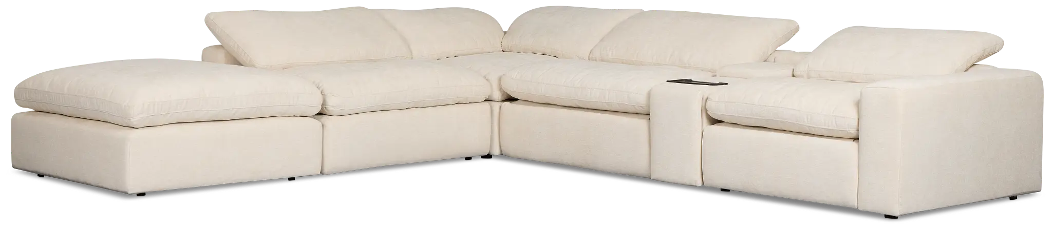 Drift Light Beige Fabric Large Dual Power Left Bumper Sectional Drift Light Beige Fabric Large Dual Power Left Bumper Sectional