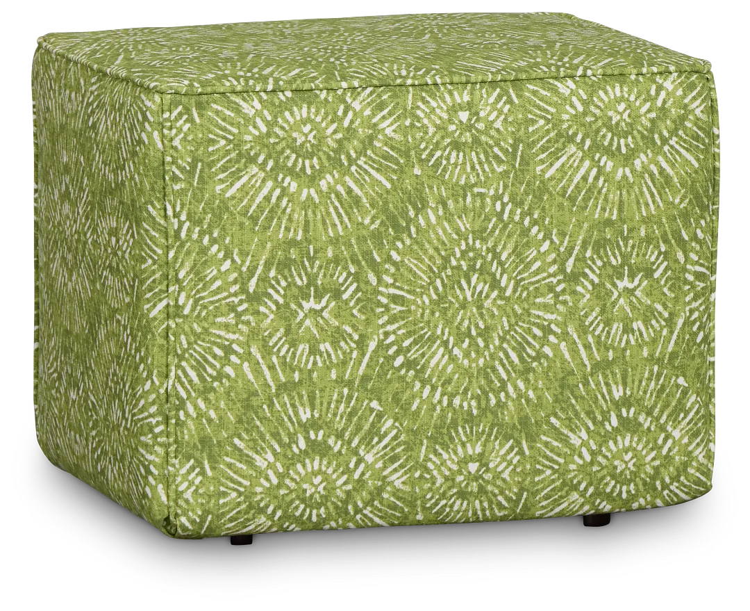 Borneo Green Fabric Vinyl Ottoman Small