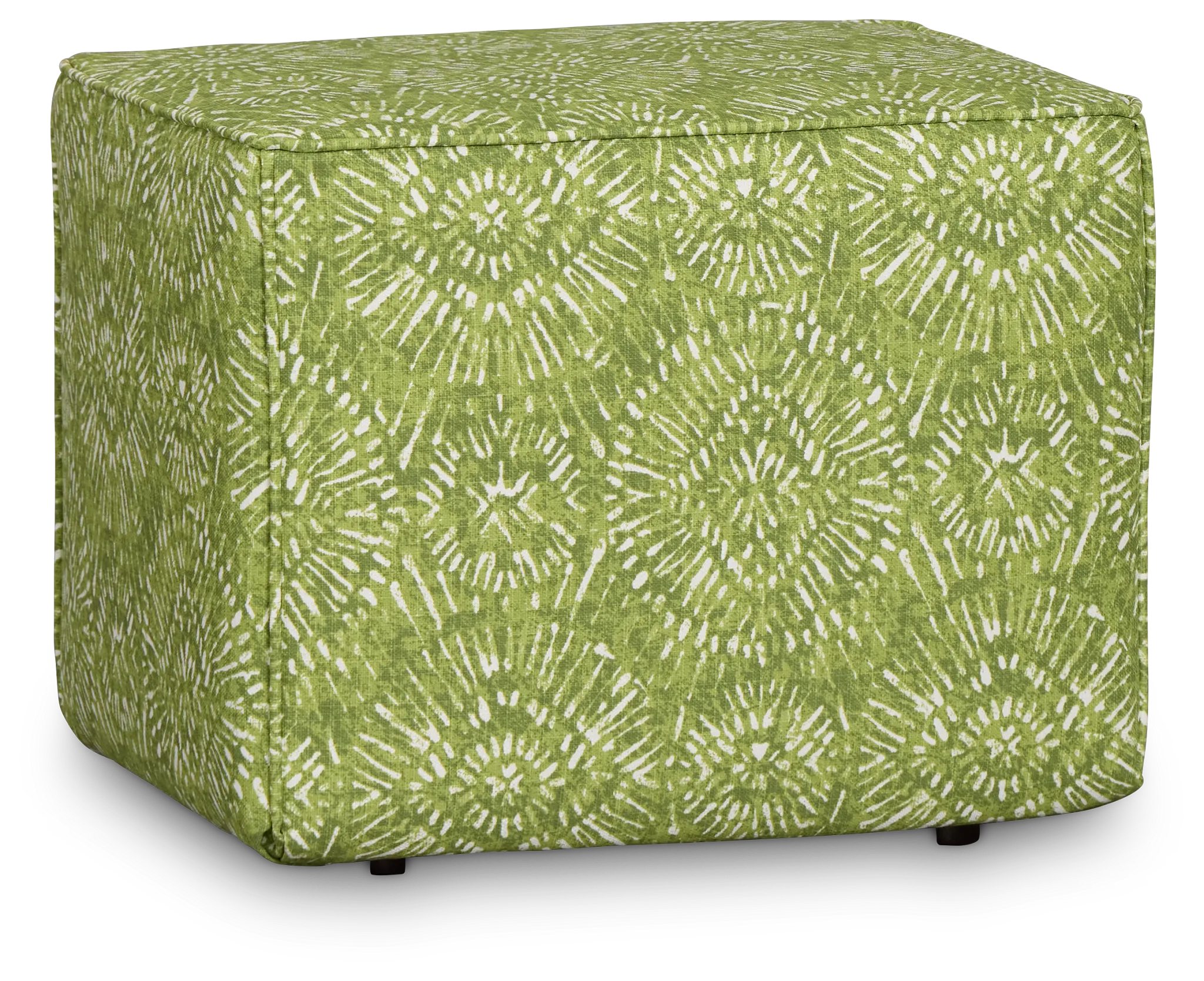 Borneo Green Fabric Vinyl Ottoman Small