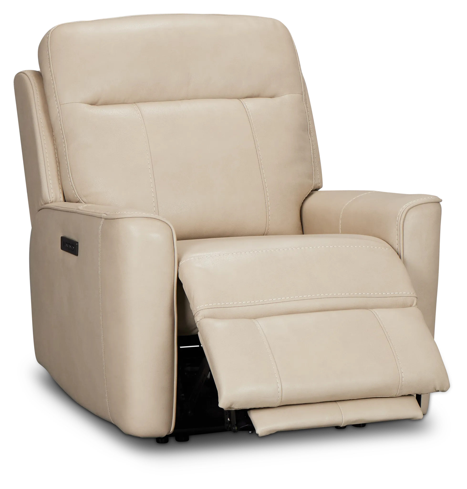Benji Light Beige Lthr/vinyl Zero Gravity Power Recliner W/headrest