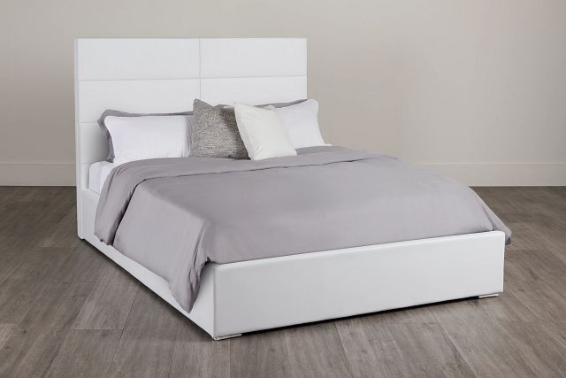 Doral White Uph Platform Bed