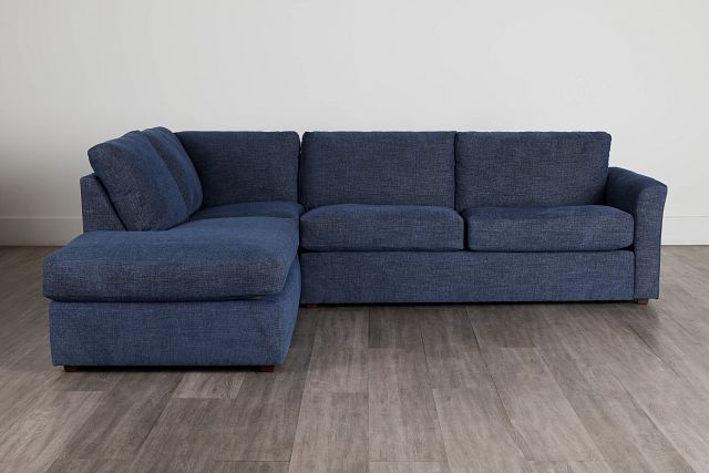 Davis Dark Blue Micro Left Bumper Sectional