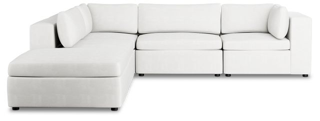 Destin Sutton White Fabric 5pc Bumper Sectional
