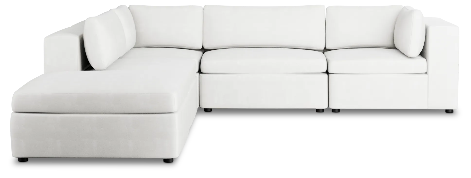 Destin Sutton White Fabric 5pc Bumper Sectional