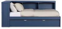 Charleston Dark Blue Corner Bookcase Bed With Trundle
