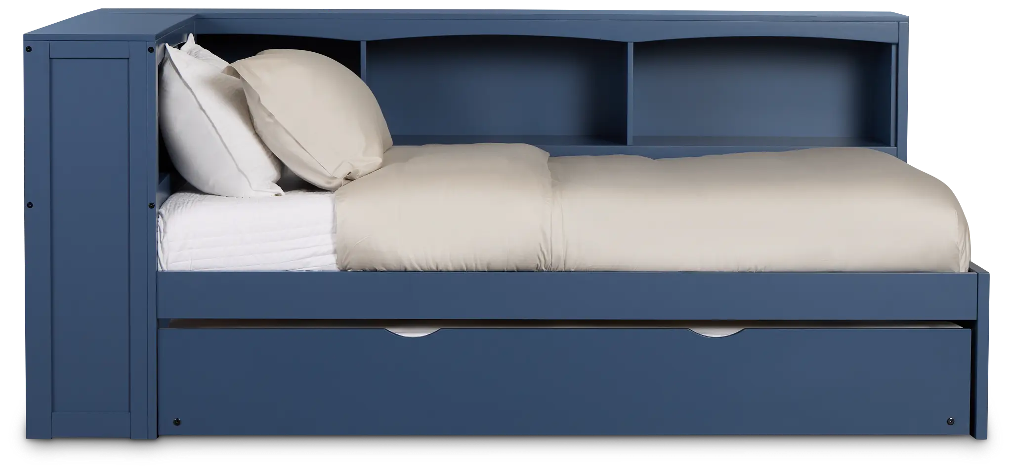 Charleston Dark Blue Corner Bookcase Bed With Trundle Charleston Dark Blue Corner Bookcase Bed With Trundle