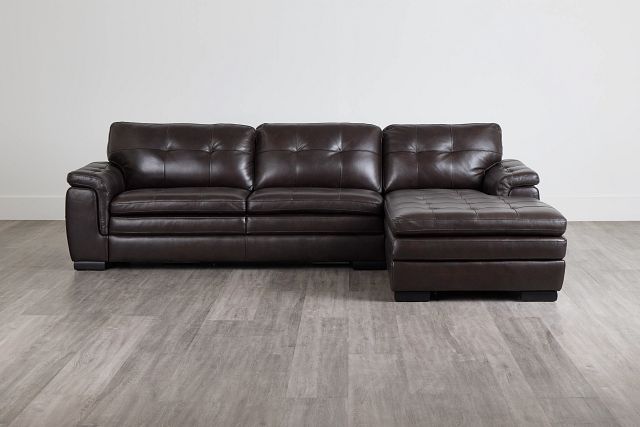 Braden Dark Brown Leather Right Chaise Sectional