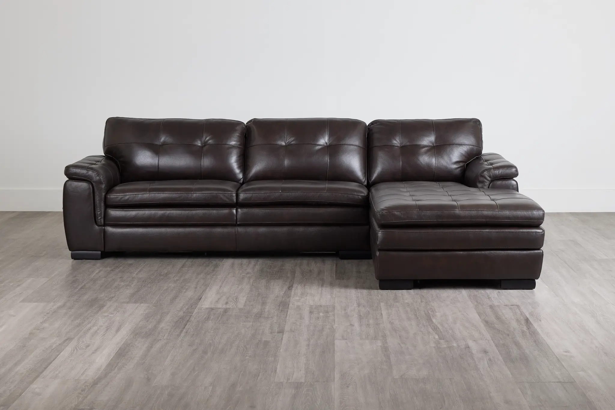 Braden Dark Brown Leather Right Chaise Sectional Braden Dark Brown Leather Right Chaise Sectional