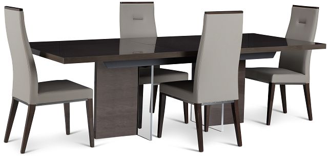 Athena Light Gray Table & 4 Upholstered Chairs (1)