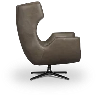 Penn Dark Gray Leather Swivel Accent Chair