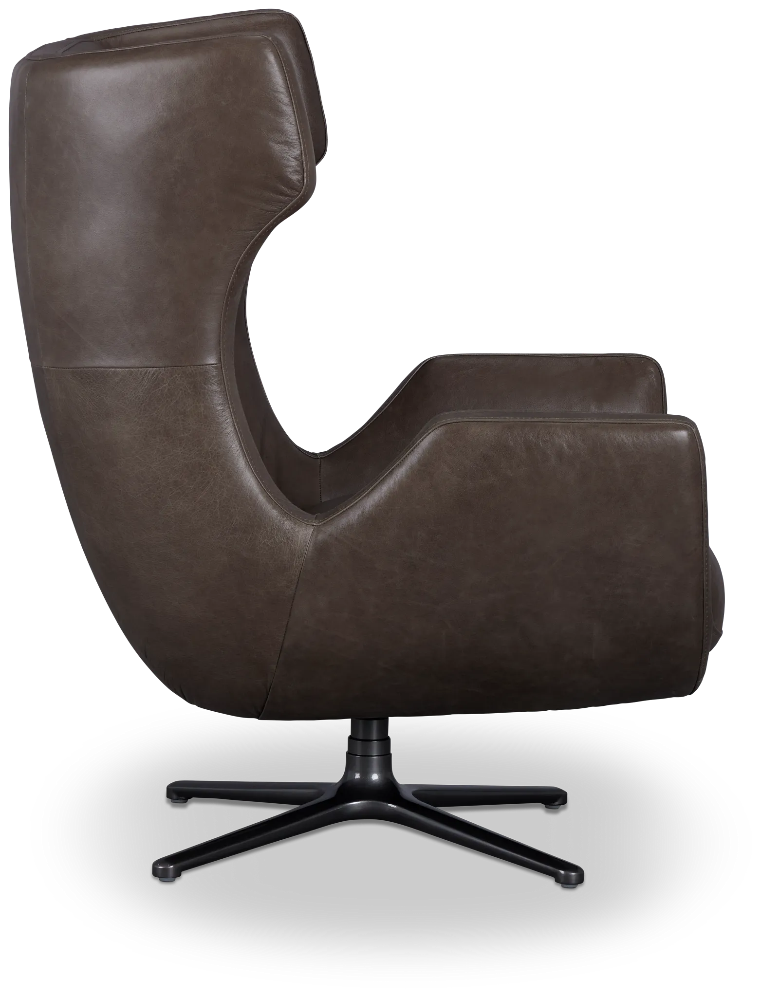 Penn Dark Gray Leather Swivel Accent Chair