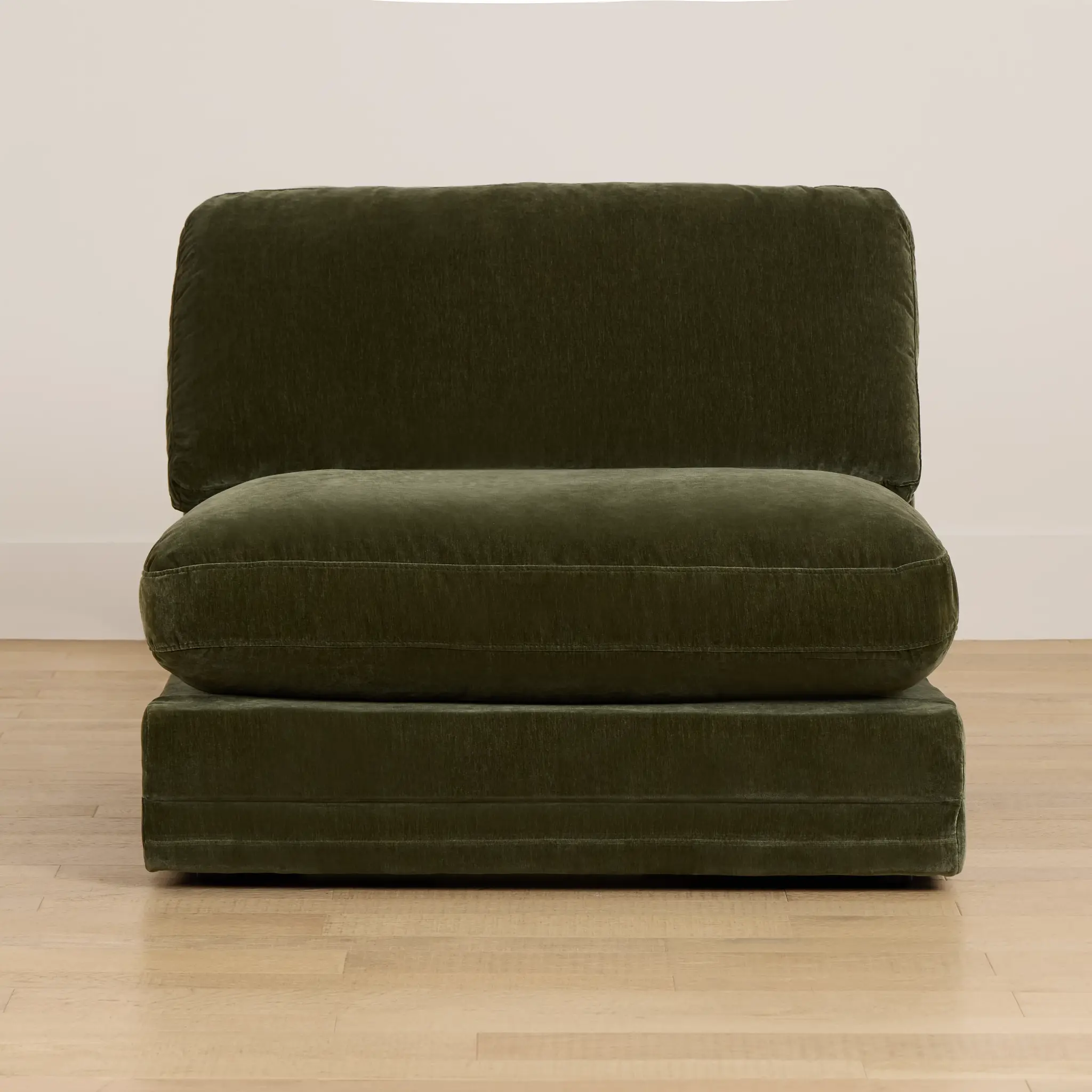Jules Green Velvet Armless Chair Jules Green Velvet Armless Chair