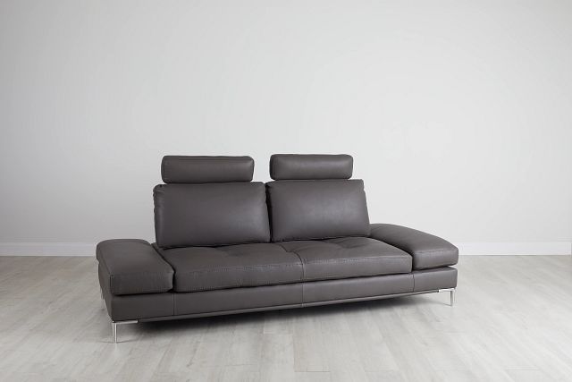 Camden Dark Gray Micro Sofa With Detachable Headrests