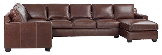 Carson Medium Brown Leather Medium Right Chaise Memory Foam Sleeper Sectional (1)