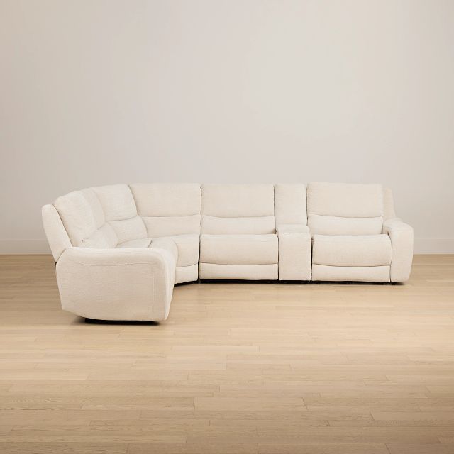 Bennett Light Beige Fabric Medium Dual Power 2-arm Reclining Sectional