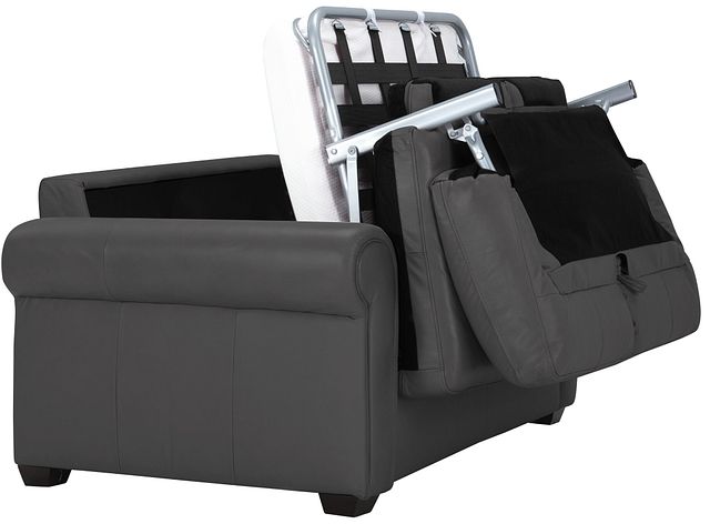 Lincoln Dark Gray Lthr/vinyl Memory Foam Sleeper