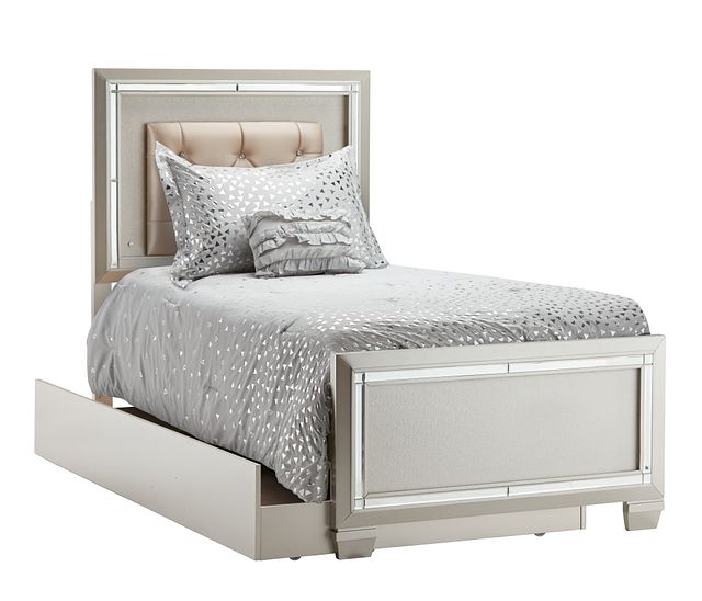 Platinum Silver Uph Panel Trundle Bed (1)
