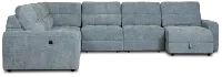 Hendrix Light Blue Fabric Large Triple Power Right Extension Chaise Sectional