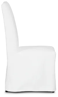 Destination White Long Slipcover Chair With Dark-tone Leg