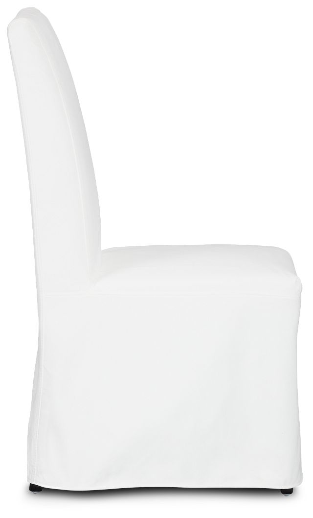 Destination White Long Slipcover Chair With Dark-tone Leg