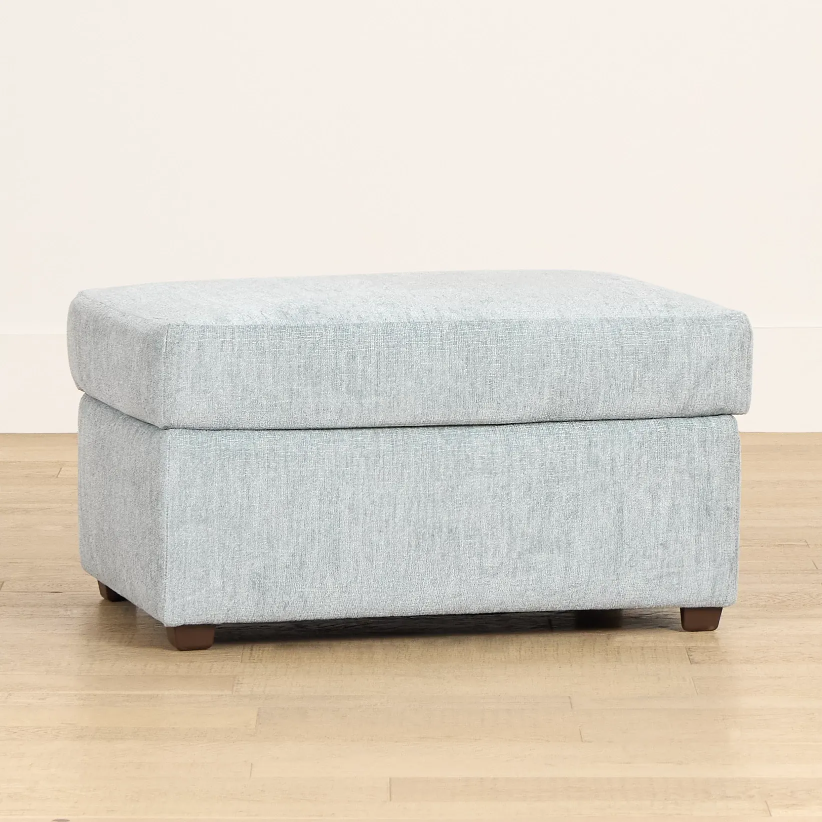 Shore Light Blue Fabric Ottoman