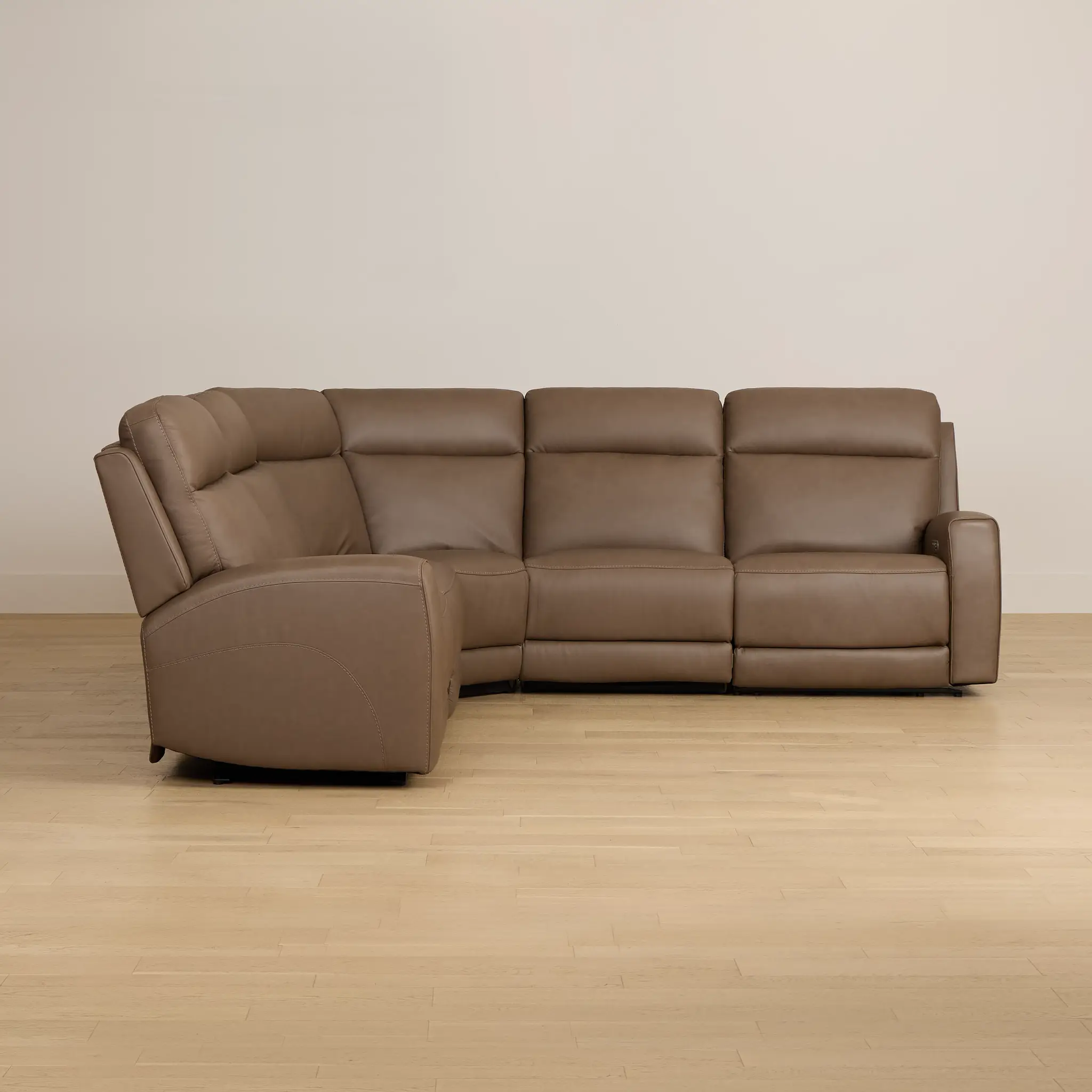Flexsteel Belmont Dark Brown Lthr/vinyl Small Triple Power Reclining Two-arm Sectional Flexsteel Belmont Dark Brown Lthr/vinyl Small Triple Power Reclining Two-arm Sectional