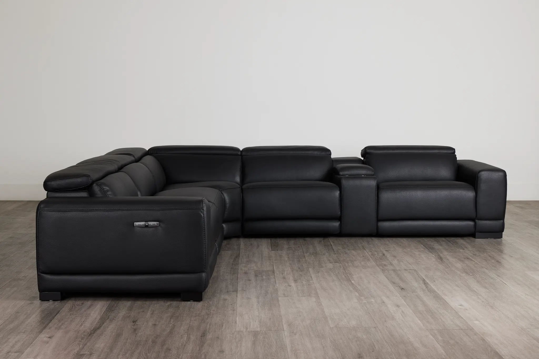 Lombardy Black Micro Medium Dual Power 2-arm Reclining Sectional Lombardy Black Micro Medium Dual Power 2-arm Reclining Sectional