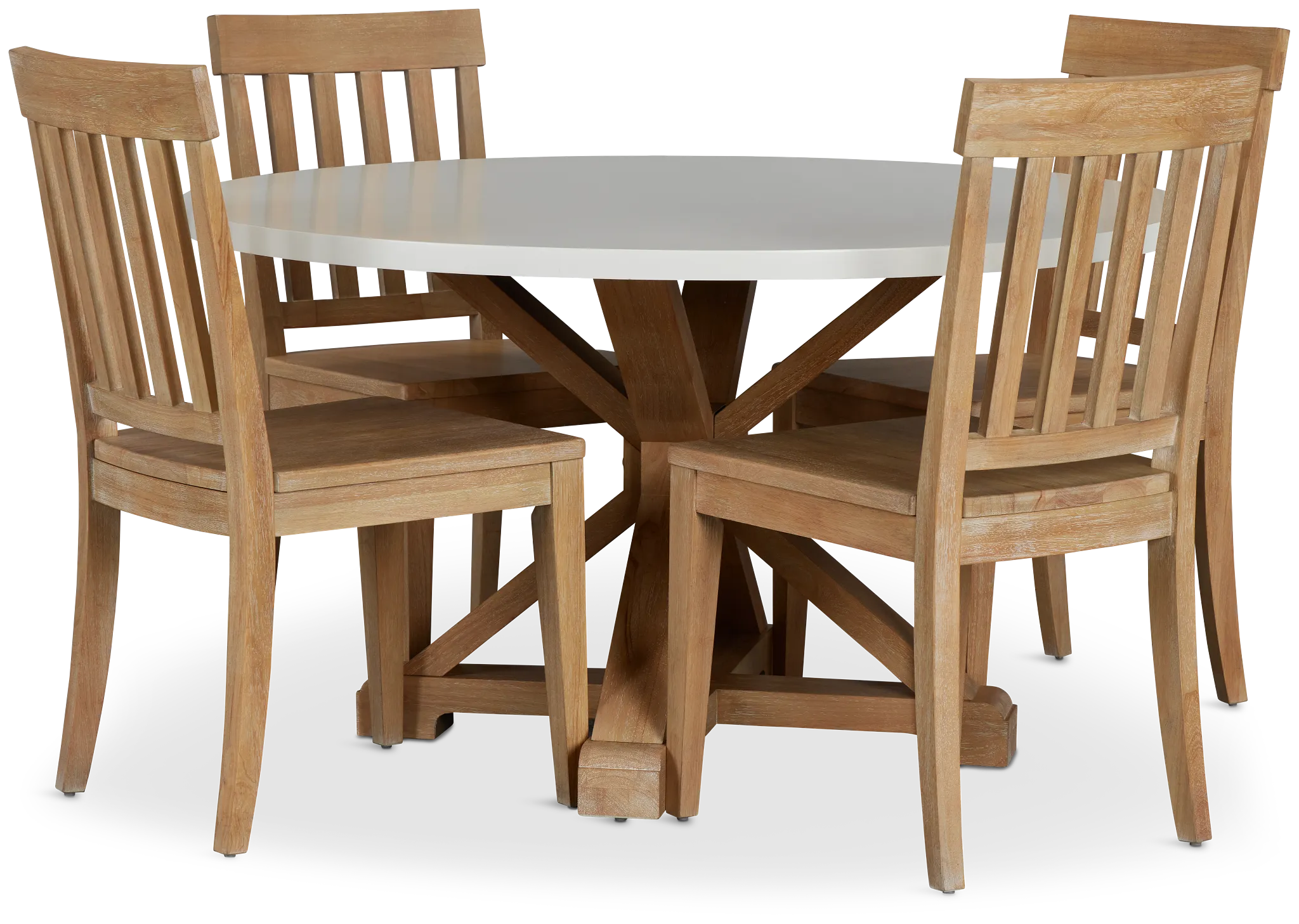 Nantucket White Two-tone Round Table & 4 Light Tone Chairs