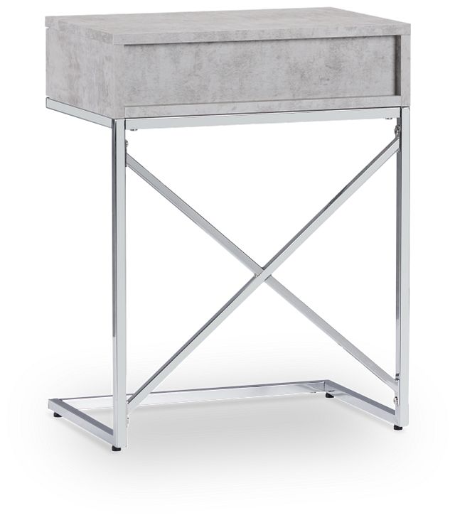 Esher Light Gray Chrome Nightstand