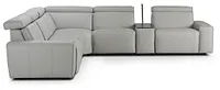 Carmelo Gray Leather Medium Dual Power 2-arm Reclining Sectional