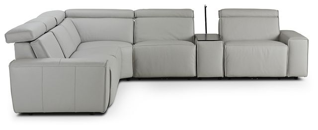 Carmelo Gray Leather Medium Dual Power 2-arm Reclining Sectional (5)