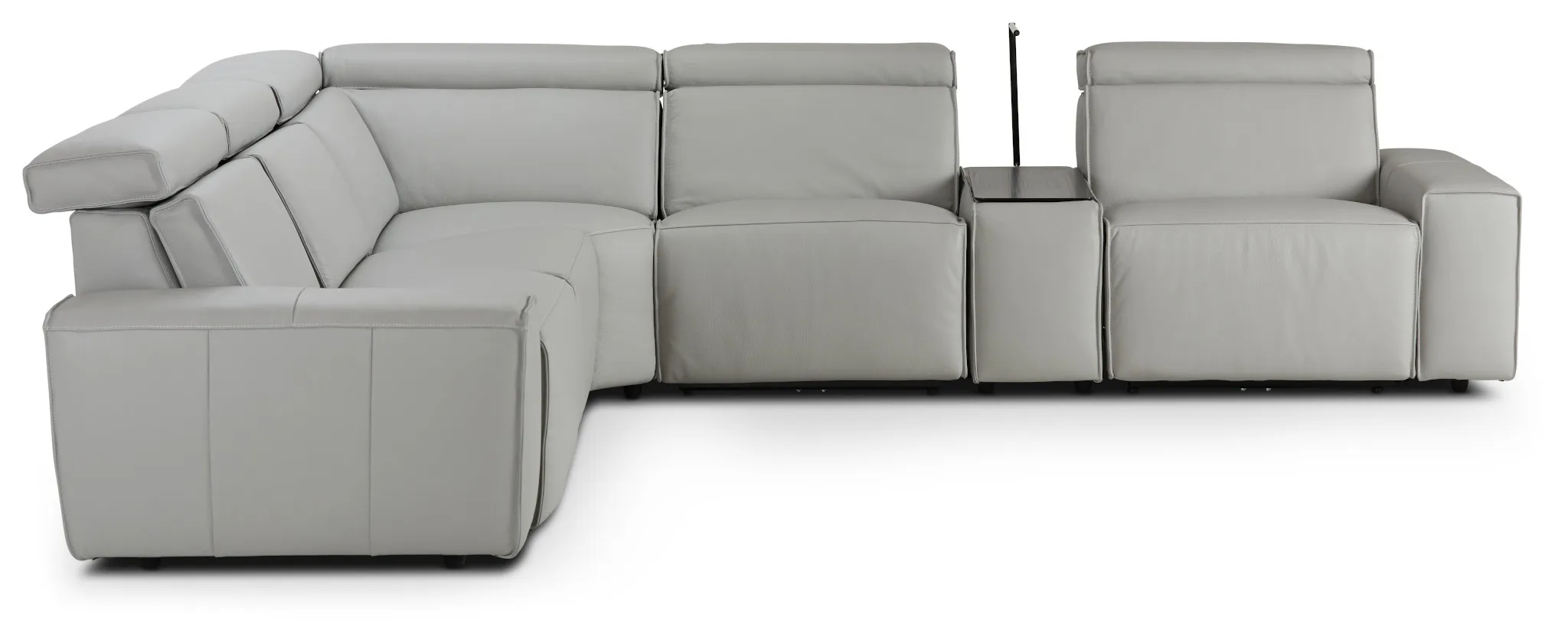 Carmelo Gray Leather Medium Dual Power 2-arm Reclining Sectional