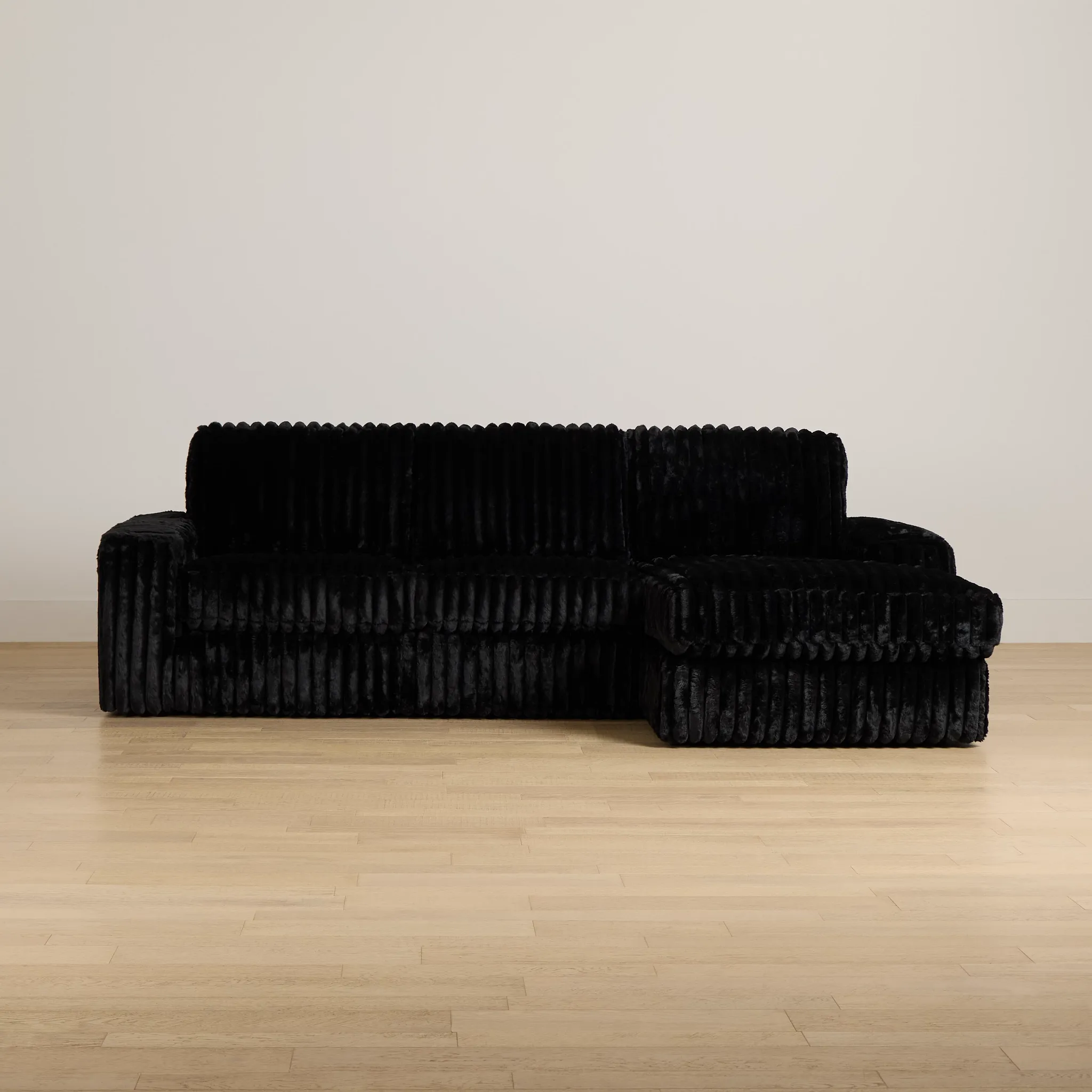 Teddy Black Fabric Right Chaise Sectional