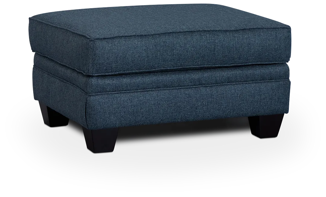 Avery Dark Blue Fabric Ottoman