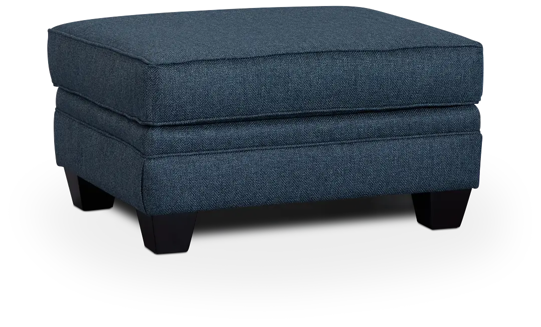 Avery Dark Blue Fabric Ottoman Avery Dark Blue Fabric Ottoman