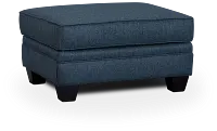 Avery Dark Blue Fabric Ottoman
