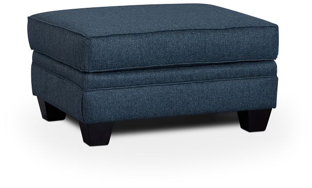 Avery Dark Blue Fabric Ottoman