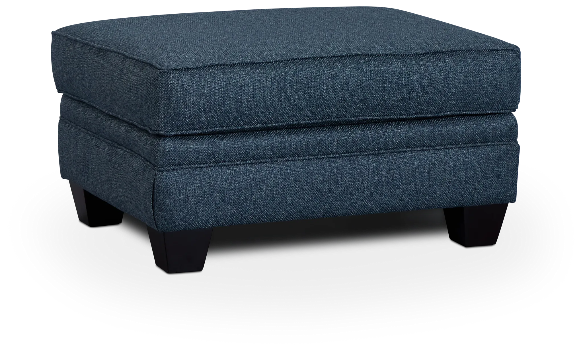 Avery Dark Blue Fabric Ottoman