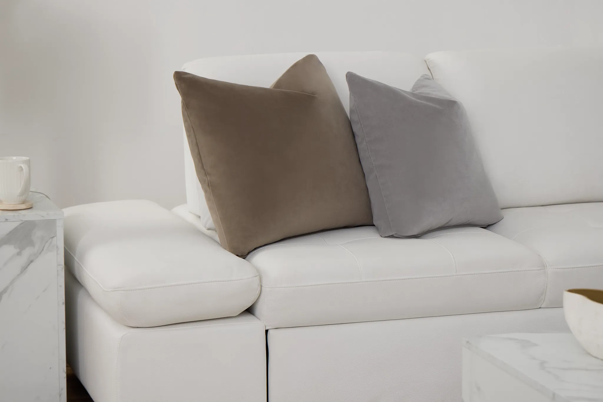 Eden White Micro Right Chaise Sleeper Sectional